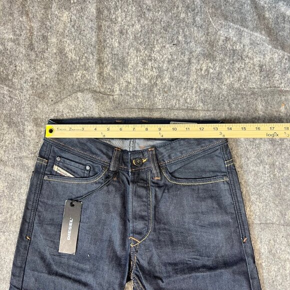 Diesel Viker Mens Jeans Size 26 L30 100% Cotton 100% Cow Leather Patch Dark Wash - Picture 9 of 16